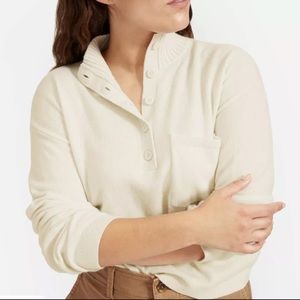 Everlane The ReCashmere Button Mockneck in Bone XXS